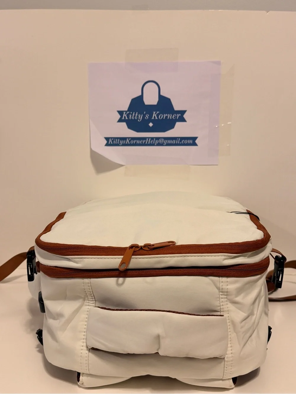 NWT Taygeer Cream and Brown Laptop Travel Backpack